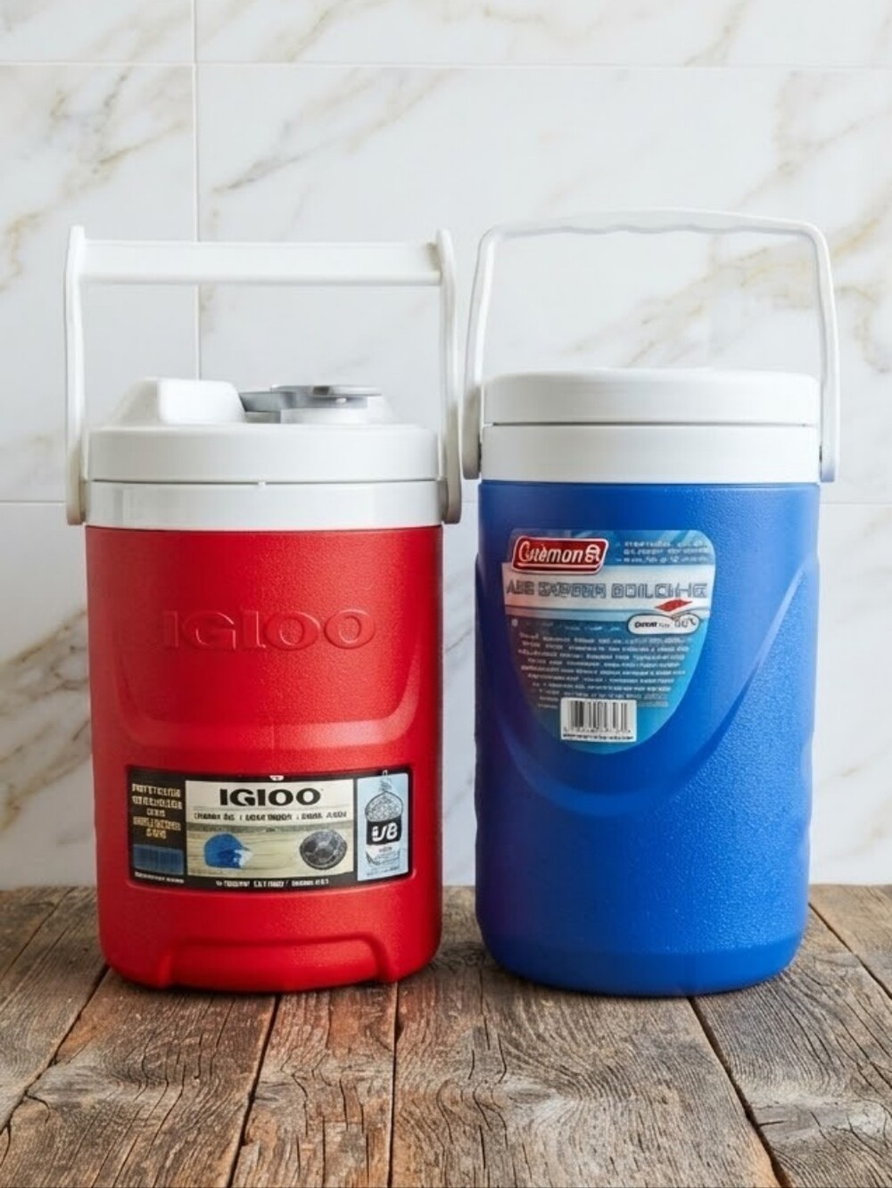 Classic Red Igloo & Blue Coleman 1/2 Gallon Water Jug Cooler Lot